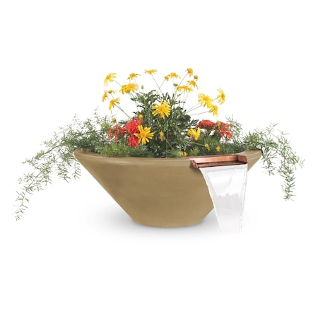 The Outdoor Plus 36 Round Cazo Planter & Water Bowl - GFRC Concrete - Brown - OPT-36RPW-BRN